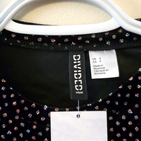 NW H&M Velour glitter Top, Full Sleeves, Size S - Picture 4 of 9